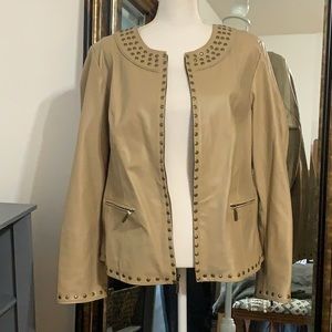 Leather Jacket coat leather gold stud Bradley Bayou